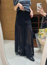 Ladies' retro patchwork mesh skirt